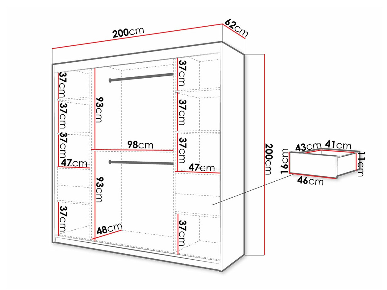 Kledingkast Hartford 314 (Wit + Zwart)