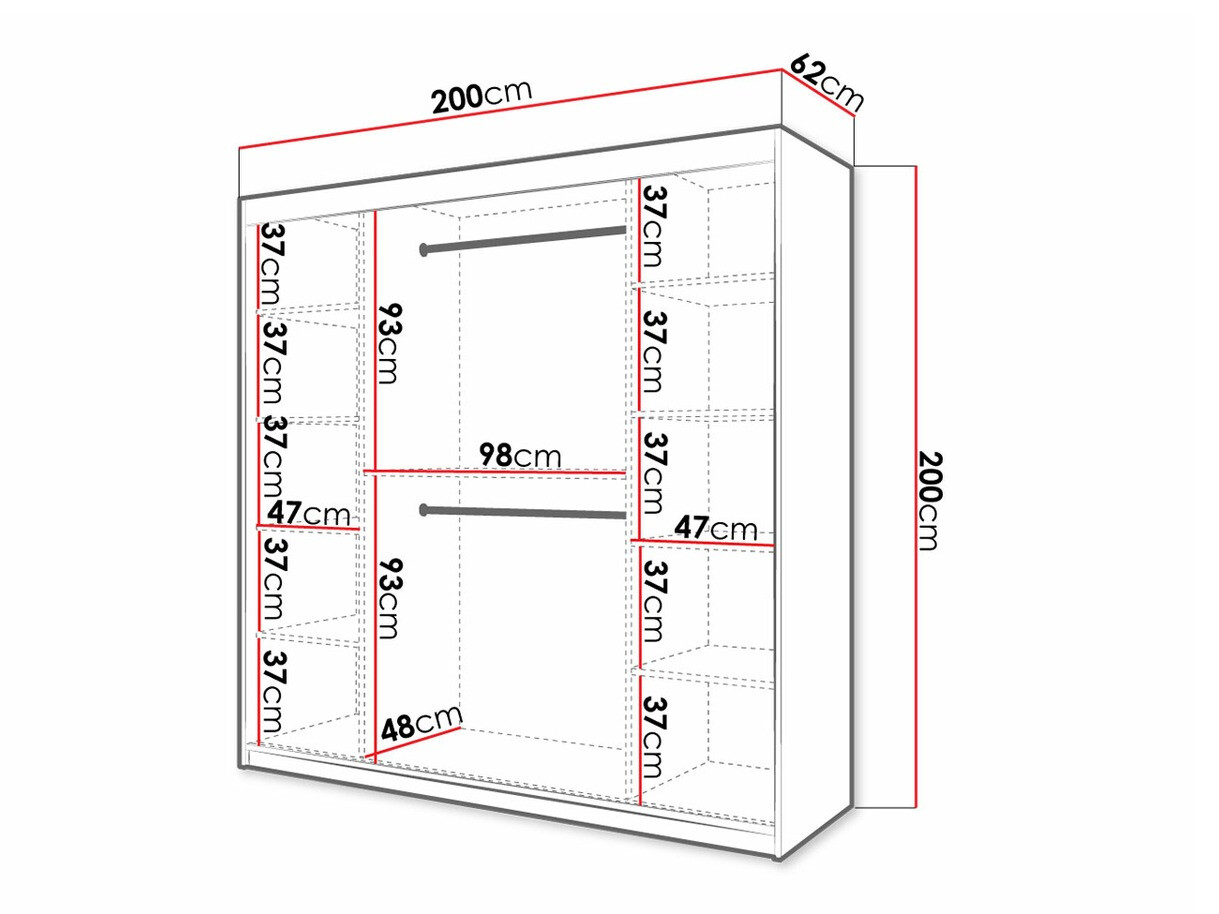 Kledingkast Hartford 315 (Artisan eiken + Zwart)