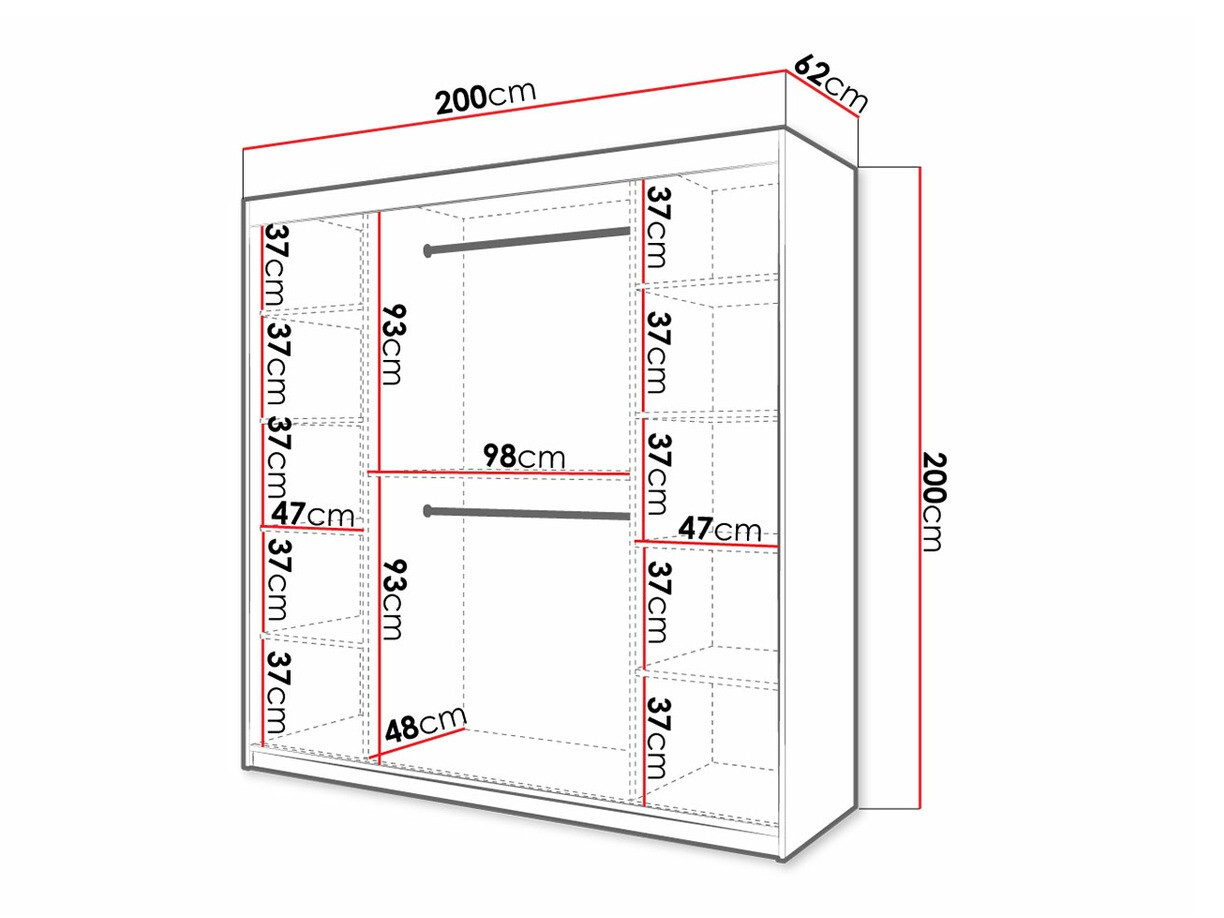Kledingkast Hartford 315 (Zwart + Artisan eiken)