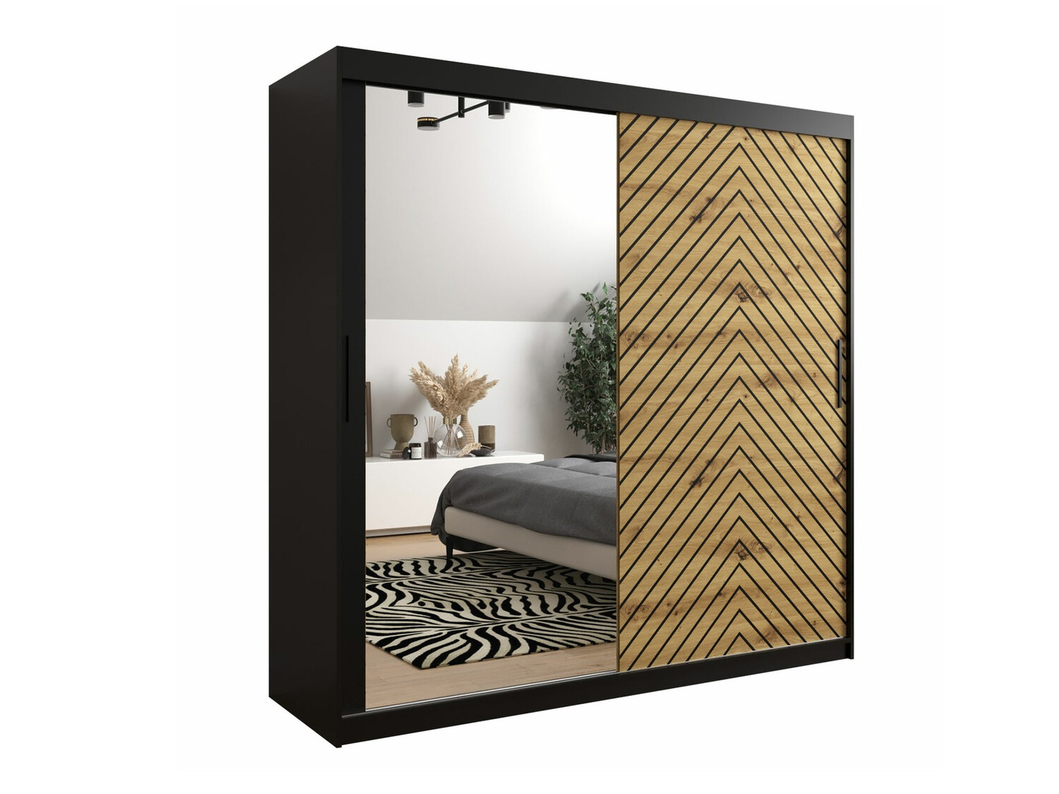 Kledingkast Hartford 315 (Zwart + Artisan eiken)