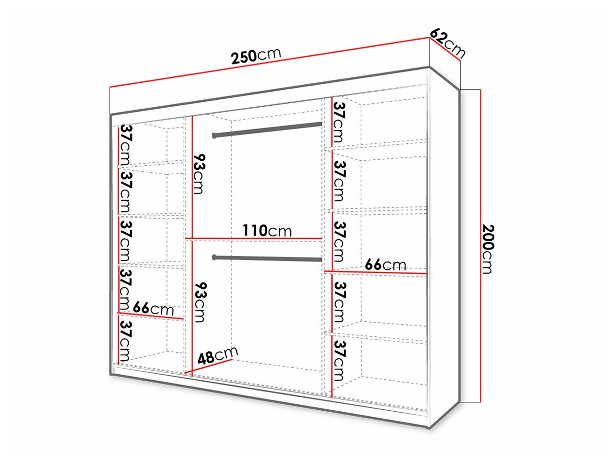 Kledingkast Hartford 316 (Wit + Zwart)