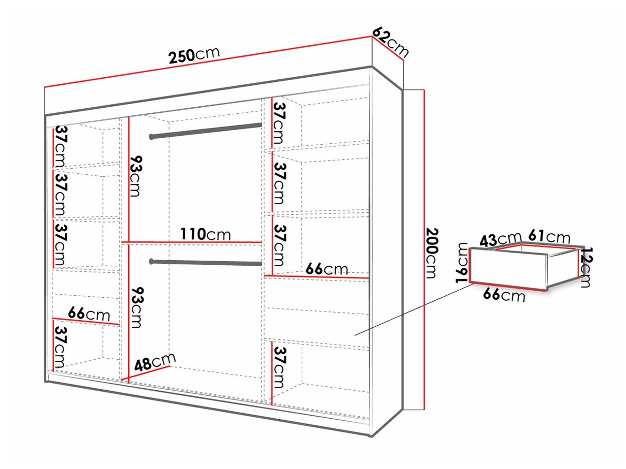 Kledingkast Hartford 317 (Artisan eiken + Zwart)