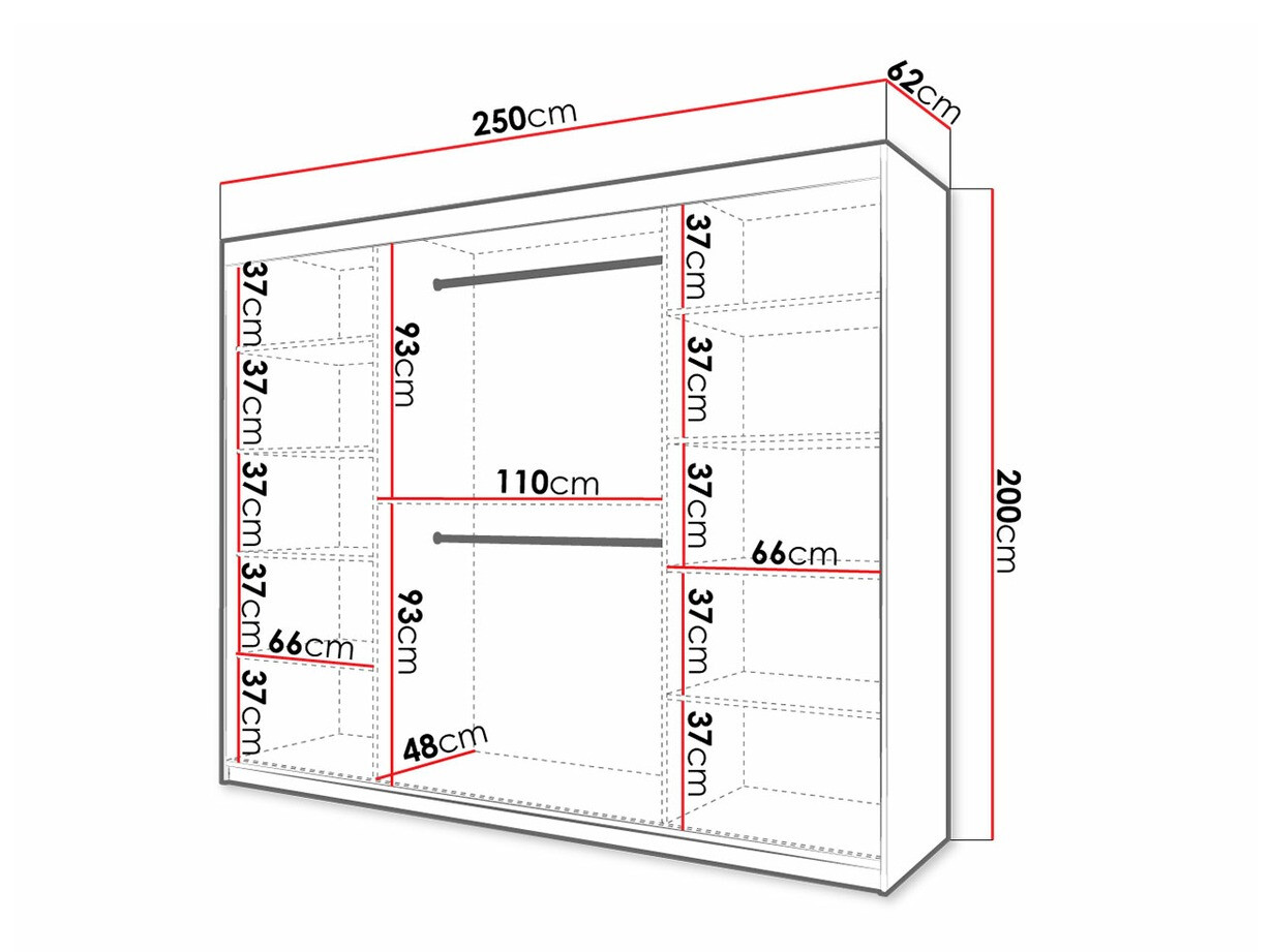 Kledingkast Hartford 317 (Wit + Zwart)