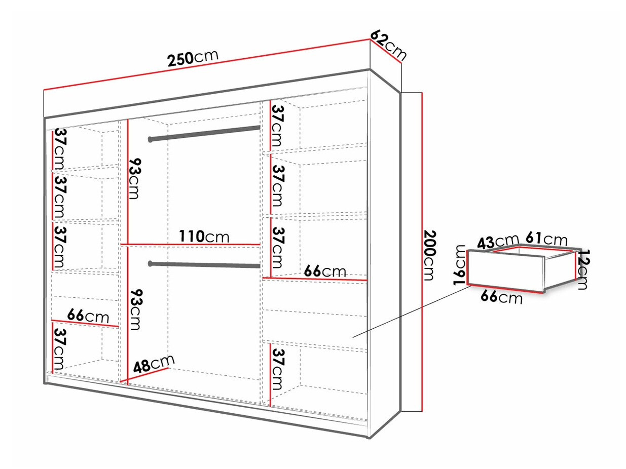 Kledingkast Hartford 317 (Wit + Zwart)