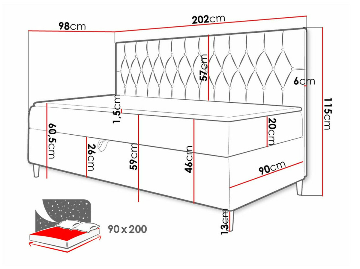 Boxspring Baltimore 166 (Soft 017 + Fresh 14)