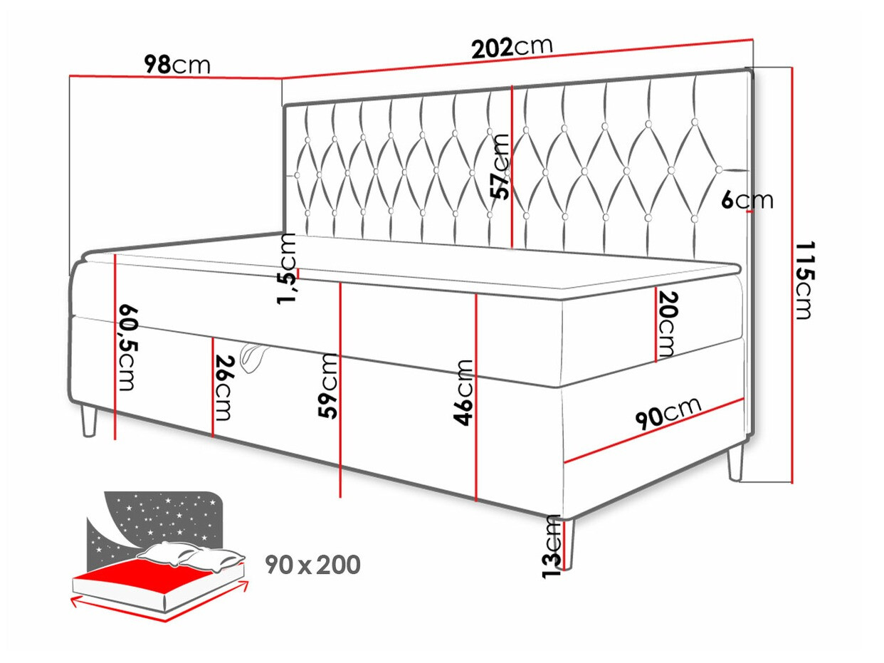 Boxspring Baltimore 166 (Soft 017 + Fresh 1)