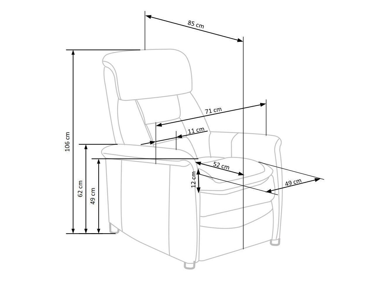 Relaxfauteuil Houston 1030 (Grijs)