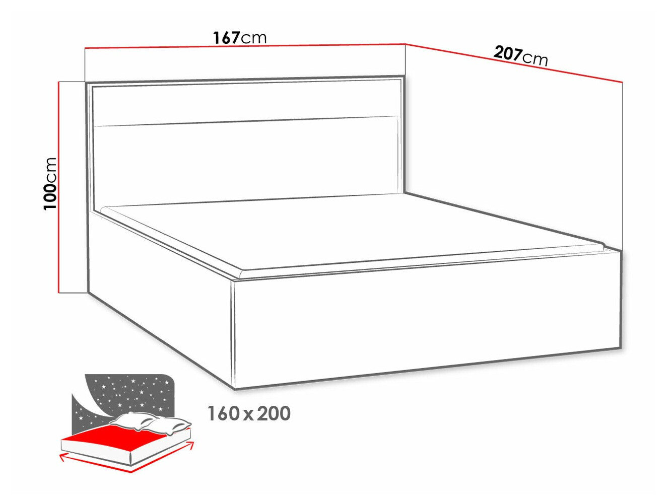 Bed Etrmoni 113 (Licht hout + Eiken)