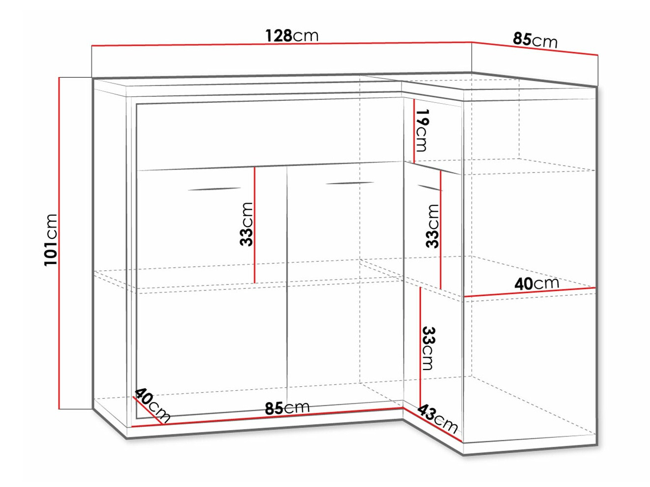 Hoekladekast Etrmoni 106 (Licht hout)