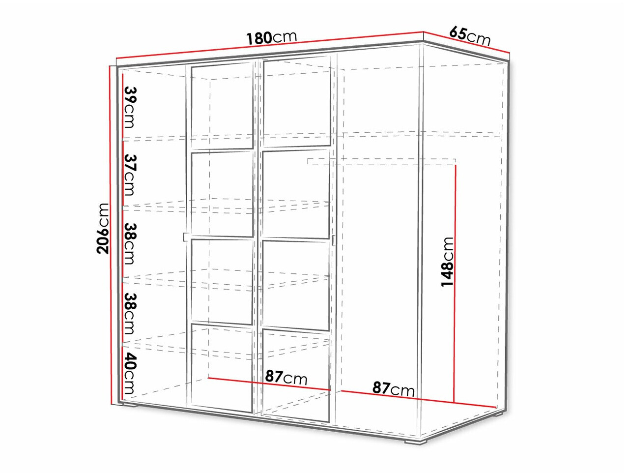 Kledingkast Toledo 117 (Wit + Zwart)