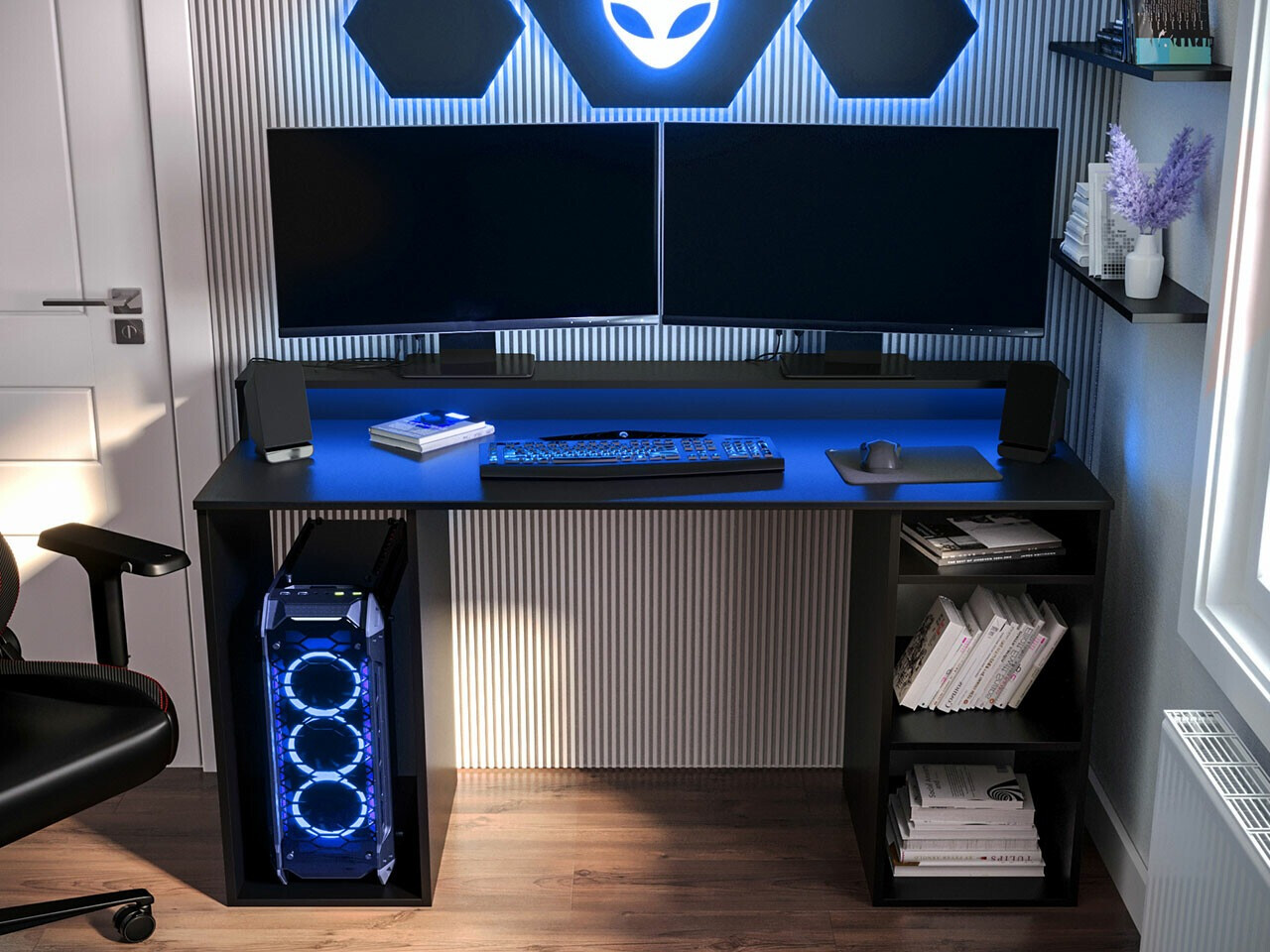 Gaming bureau Lila (Zwart)