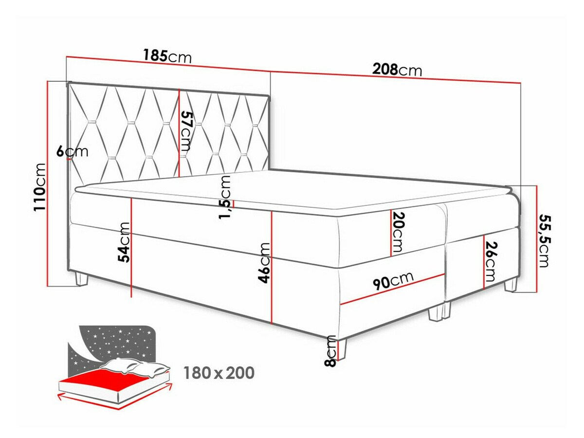 Boxspring Baltimore 176 (Fresh 13)