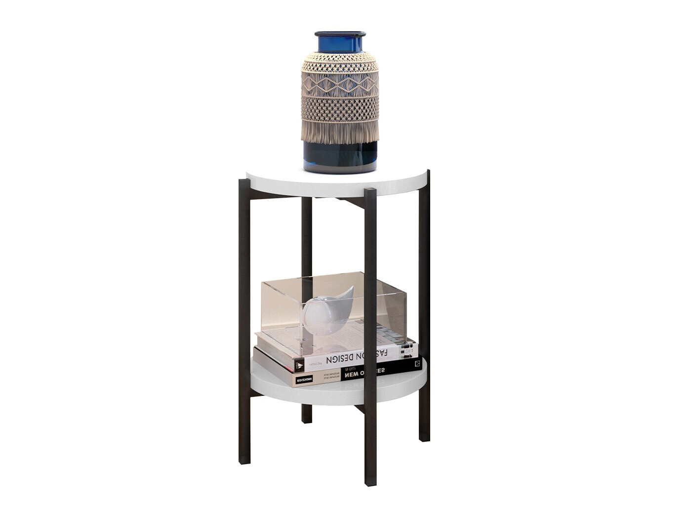 Bijzettafel Providence 179 (Glanzend wit + Zwart)