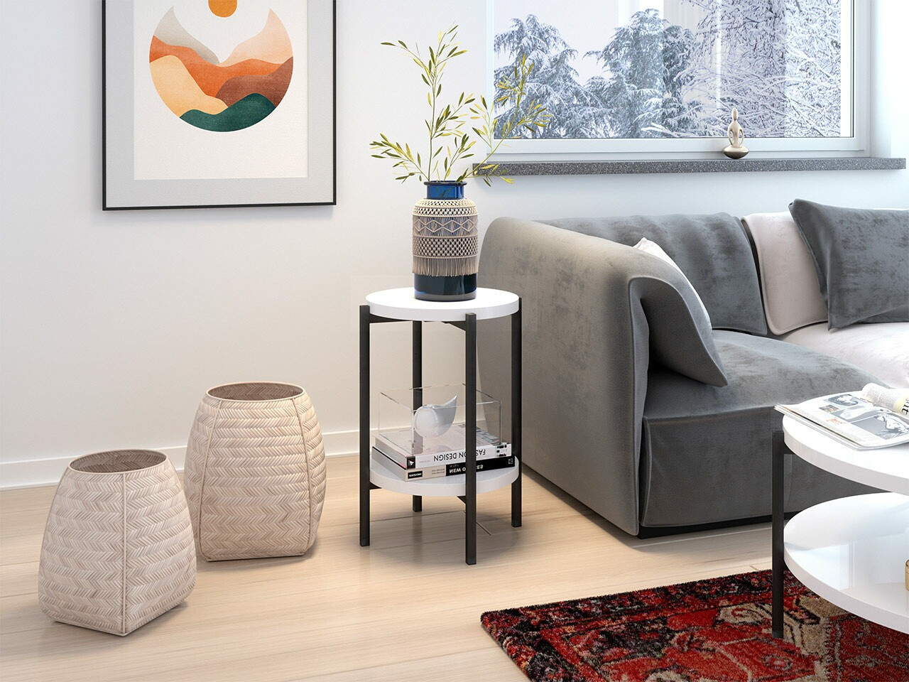 Bijzettafel Providence 179 (Glanzend wit + Zwart)