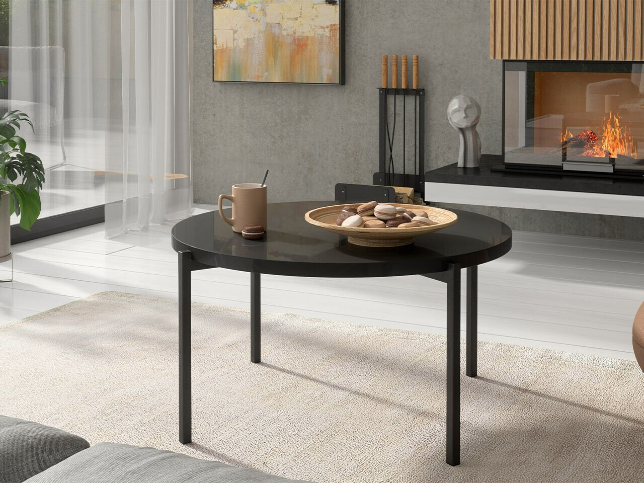 Salontafel Providence 176 (Glanzend zwart + Zwart)