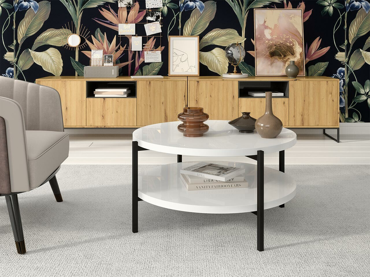 Salontafel Providence 177 (Glanzend wit + Zwart)