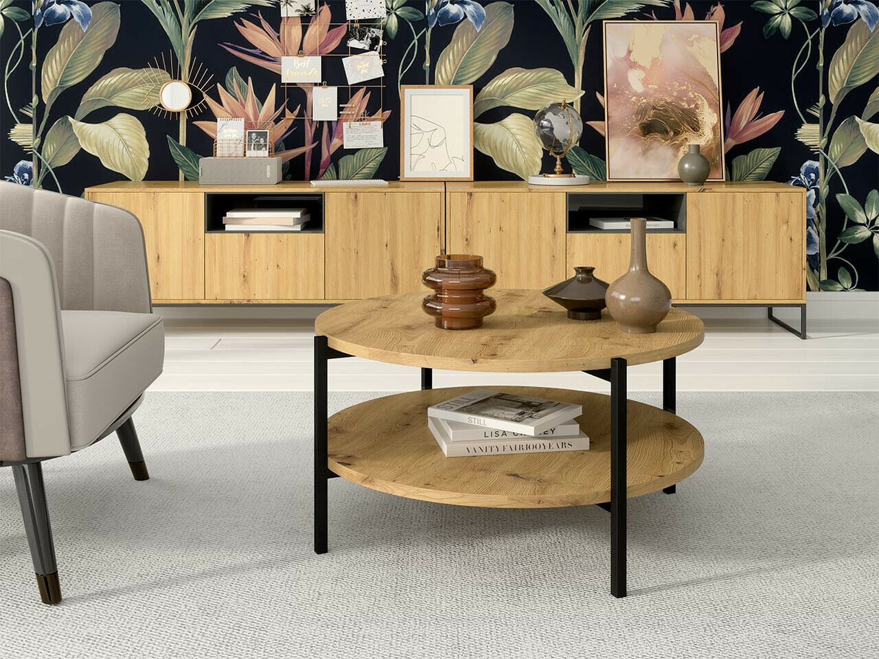 Salontafel Providence 181 (Artisan eiken + Zwart)