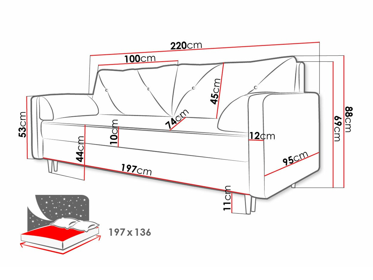 Slaapbank Memphis 134 (Itaka 50)