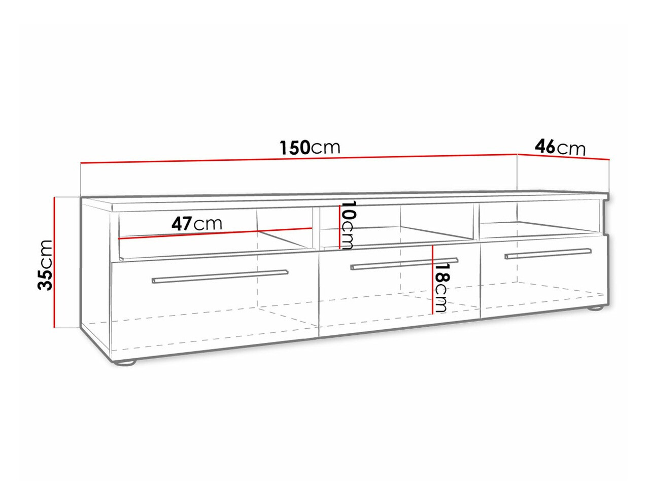 TV-meubel Nashville 100 (Wit + Glanzend zwart)