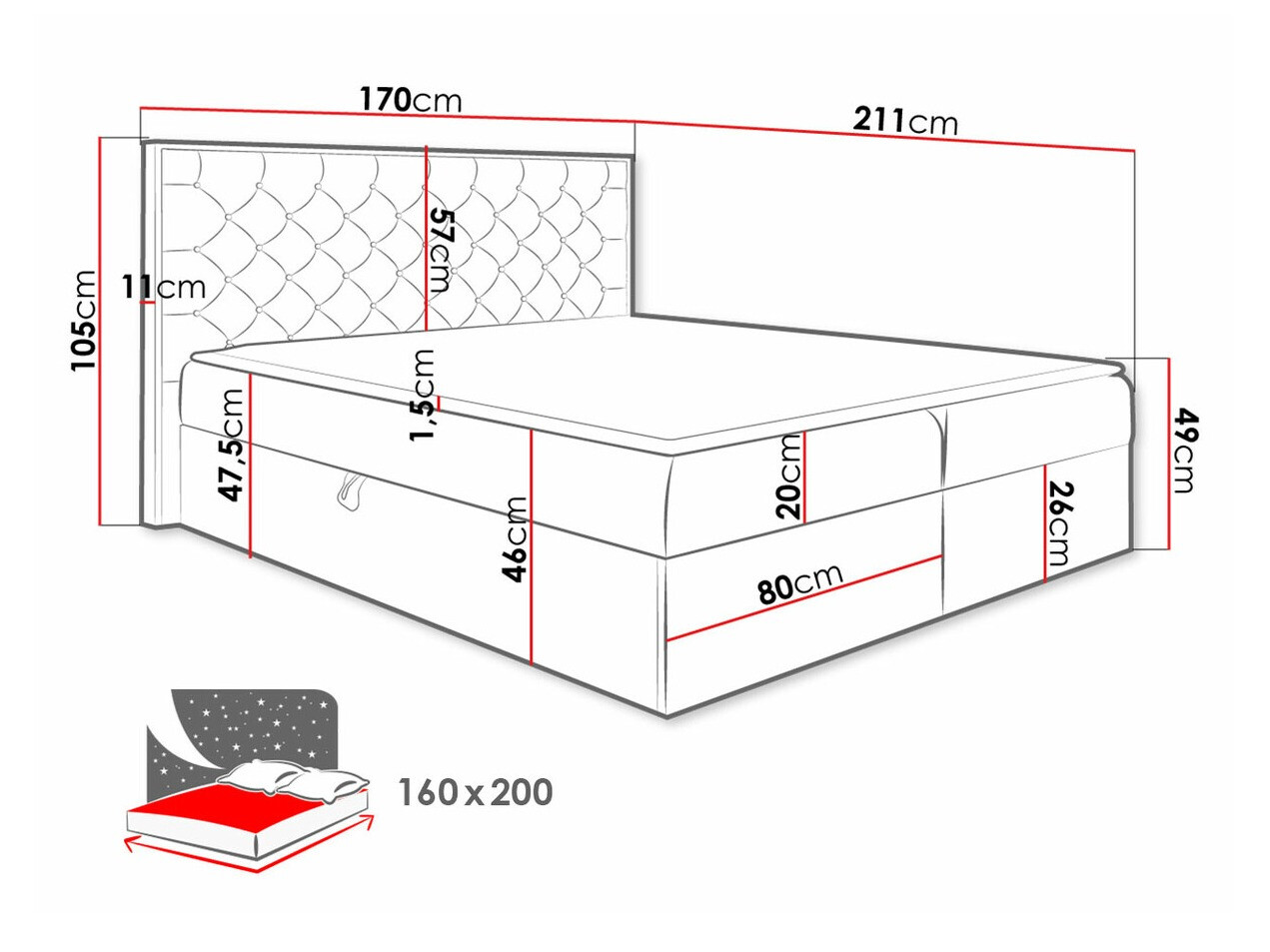Boxspring Navis I (Wotan eik + Faro 4)