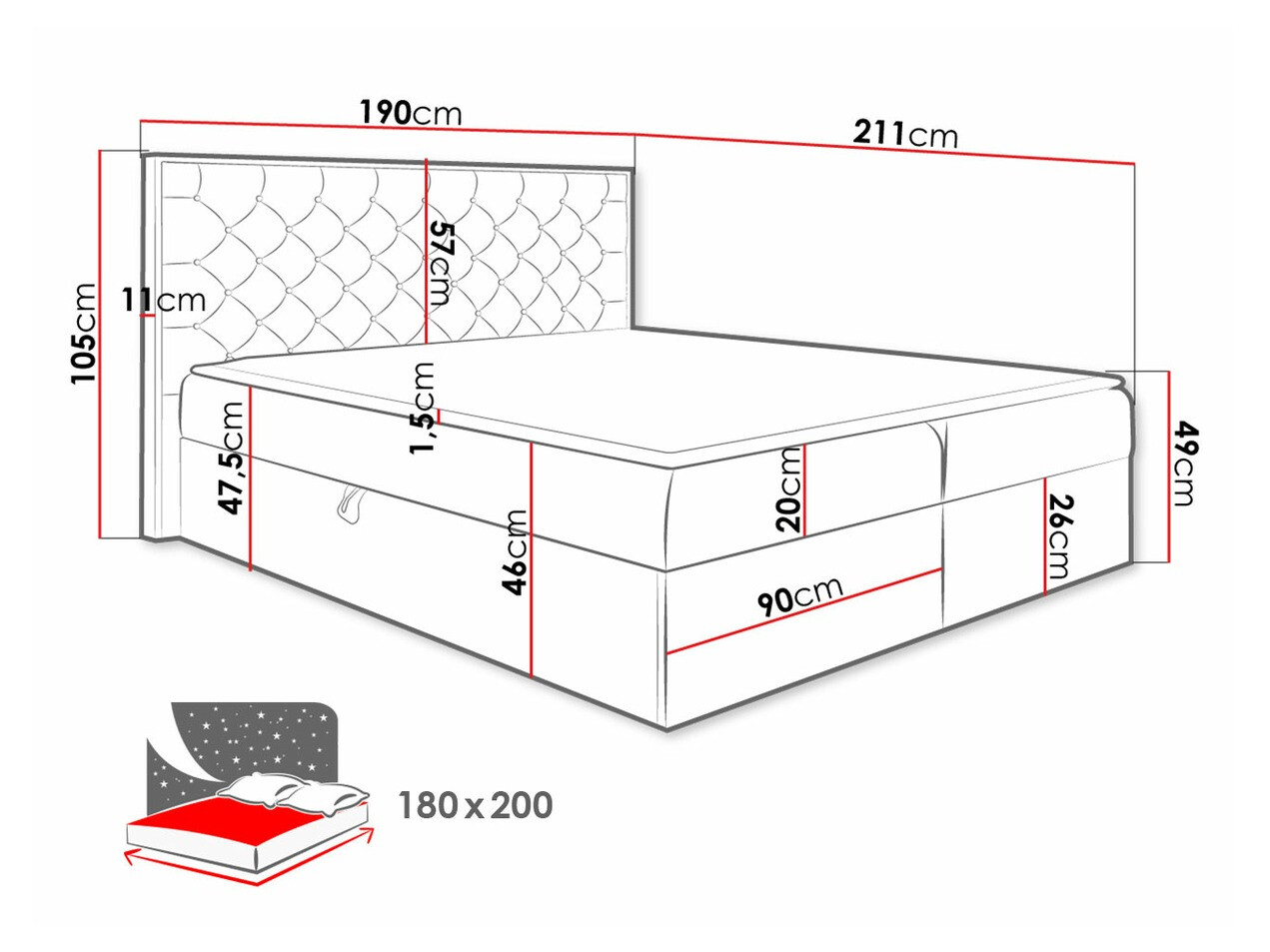 Boxspring Navis I (Wotan eik + Faro 4)