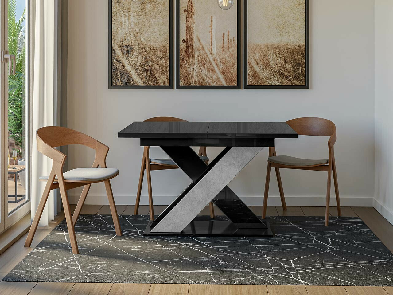 Tafel Goodyear 117 (Glanzend zwart + Beton)