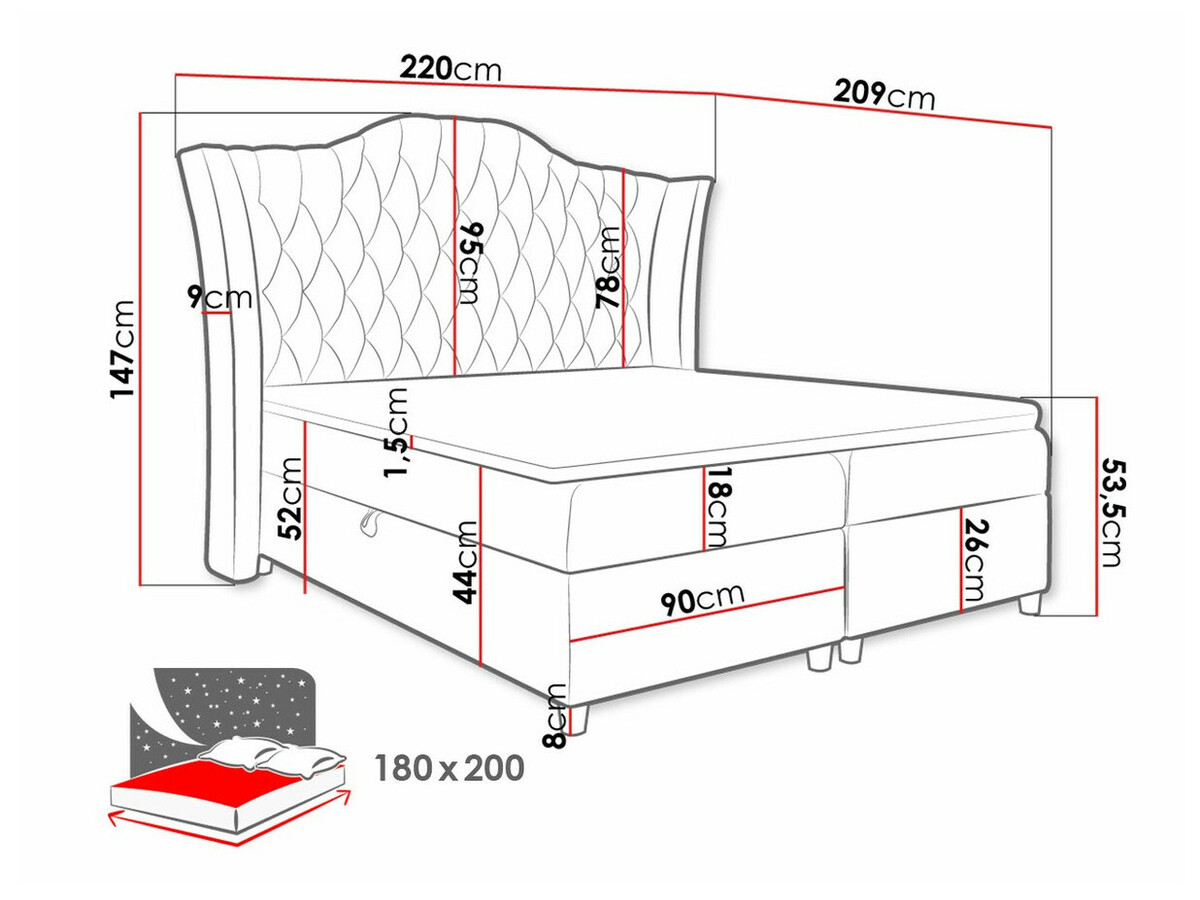 Boxspring Baltimore 183 (Fresh 13)