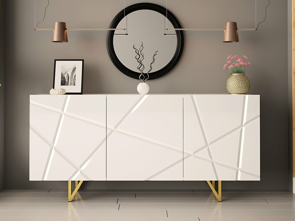 Dressoir Mavmave 101 (Wit + Glanzend wit)