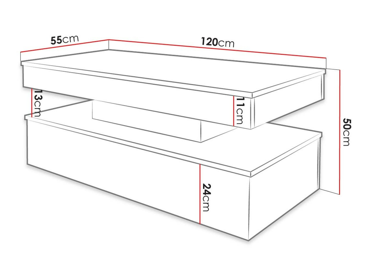 Salontafel Monfero 100 (Wit + Glanzend wit)