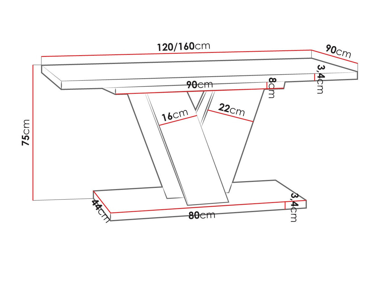 Tafel Goodyear 125 (Artisan eiken + Zwart)