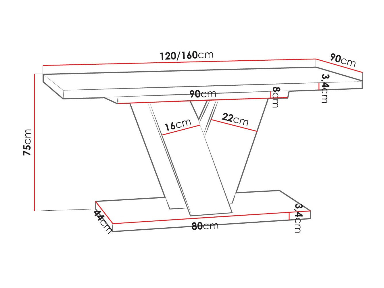 Tafel Goodyear 125 (Grijs + Wit)