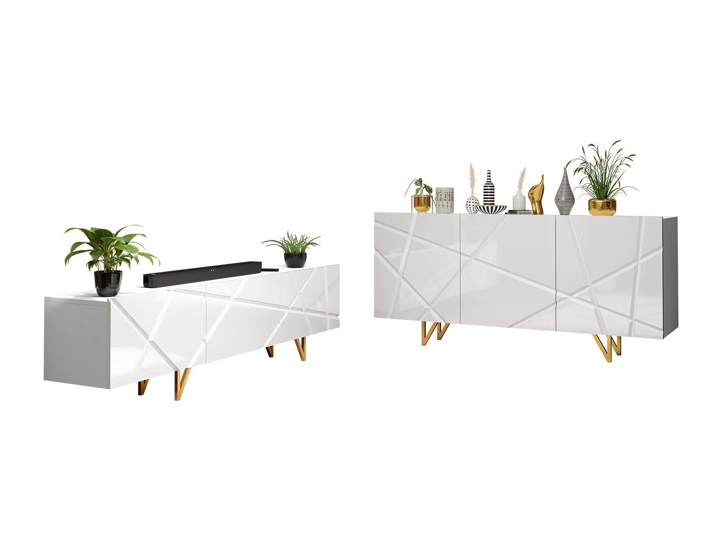 Woonkamerset Audis (Wit + Glanzend wit)