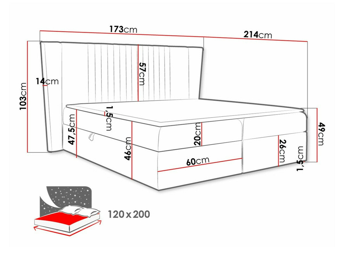 Boxspring Baltimore 184 (Magic Velvet 2209)