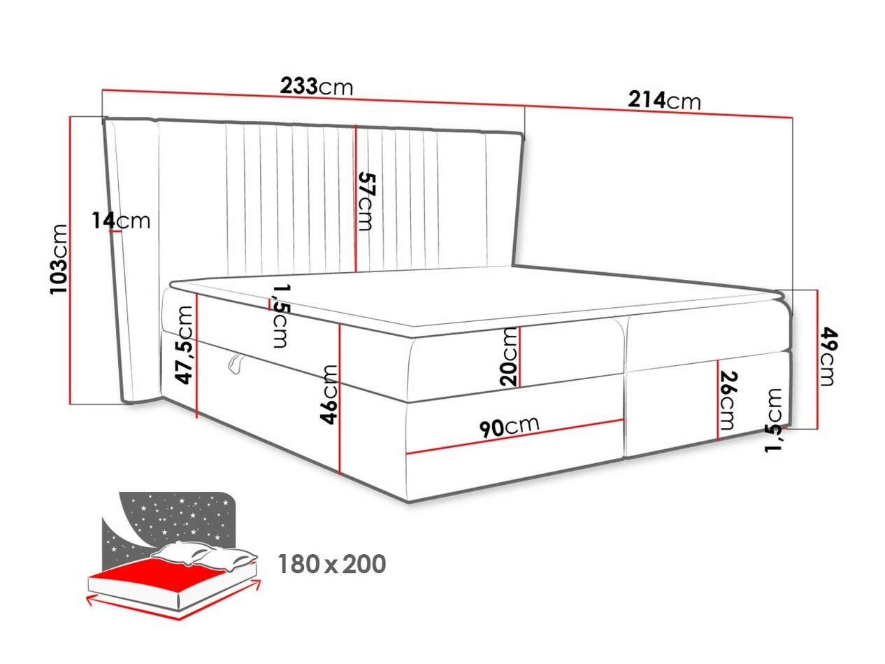 Boxspring Baltimore 184 (Magic Velvet 2260)