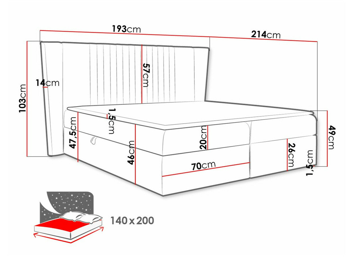 Boxspring Baltimore 184 (Magic Velvet 2271)
