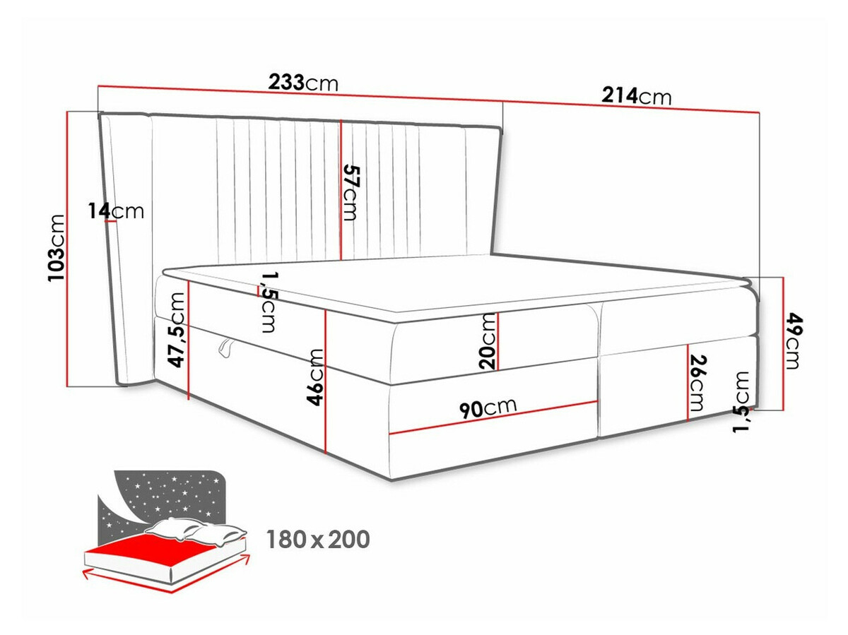 Boxspring Baltimore 184 (Magic Velvet 2271)