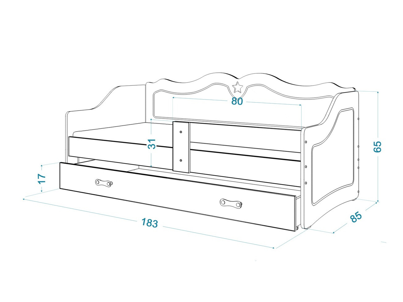 Bed Aurora 148 (Wit + Grijs)