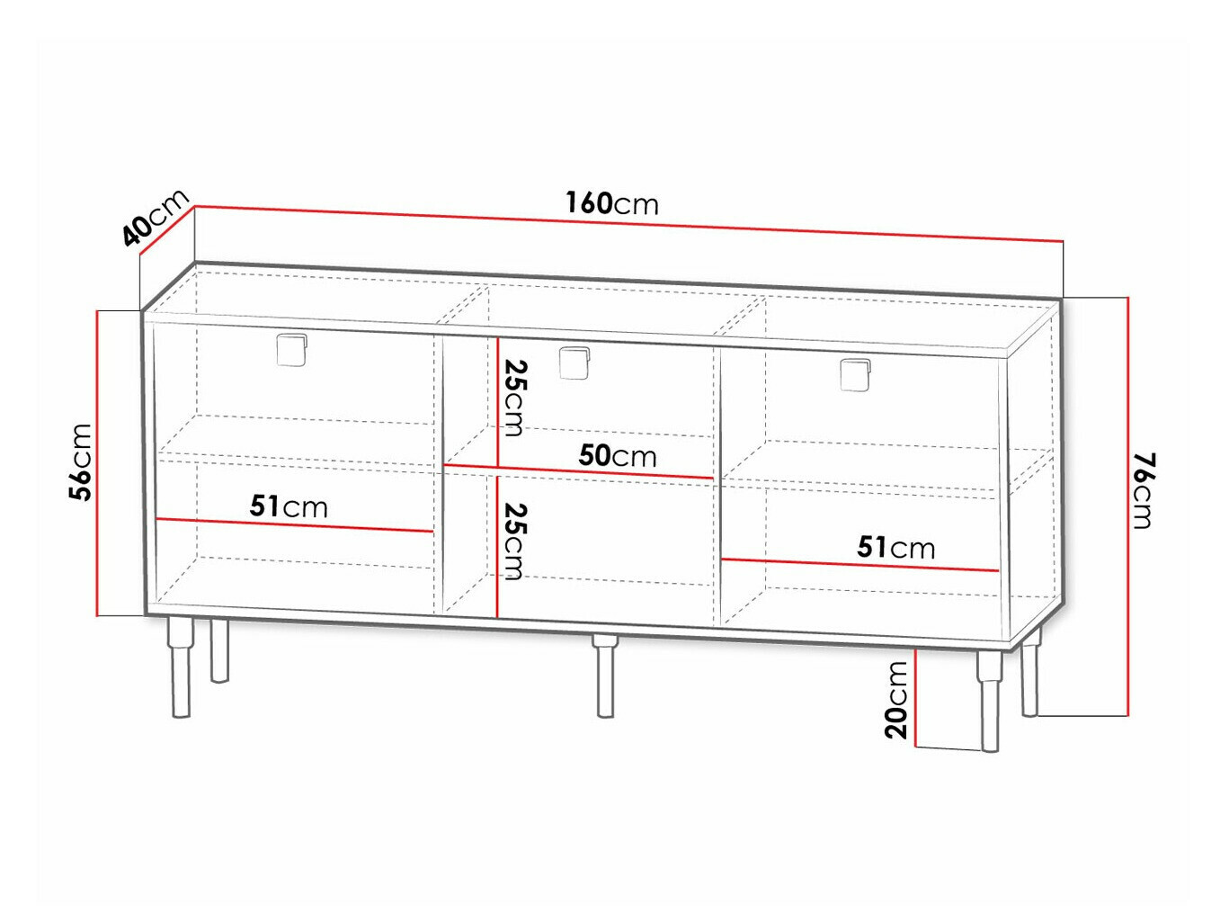 Dressoir Merced 120 (Wit + Gouden)