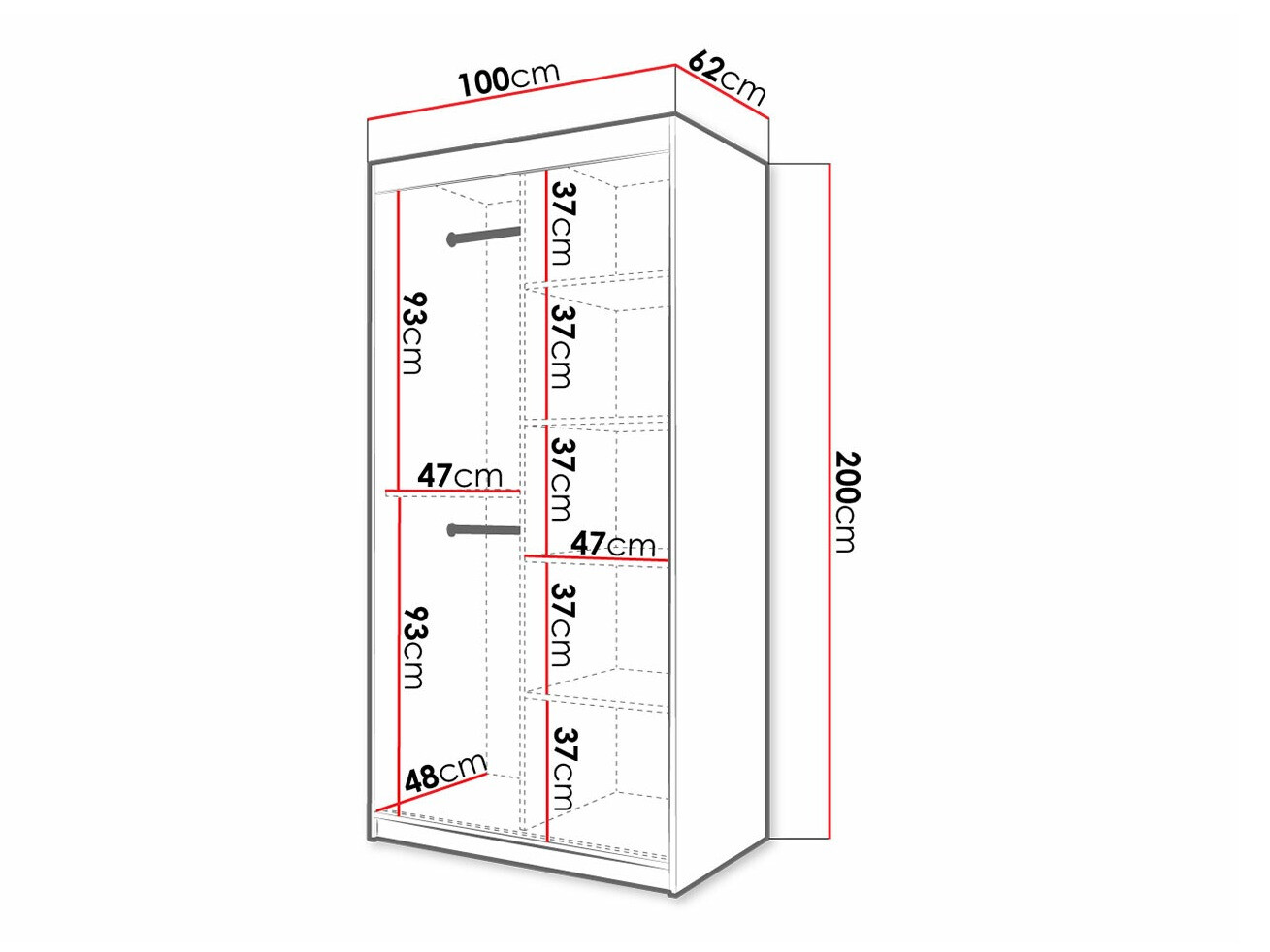 Kledingkast Ferfere 100 (Zwart)