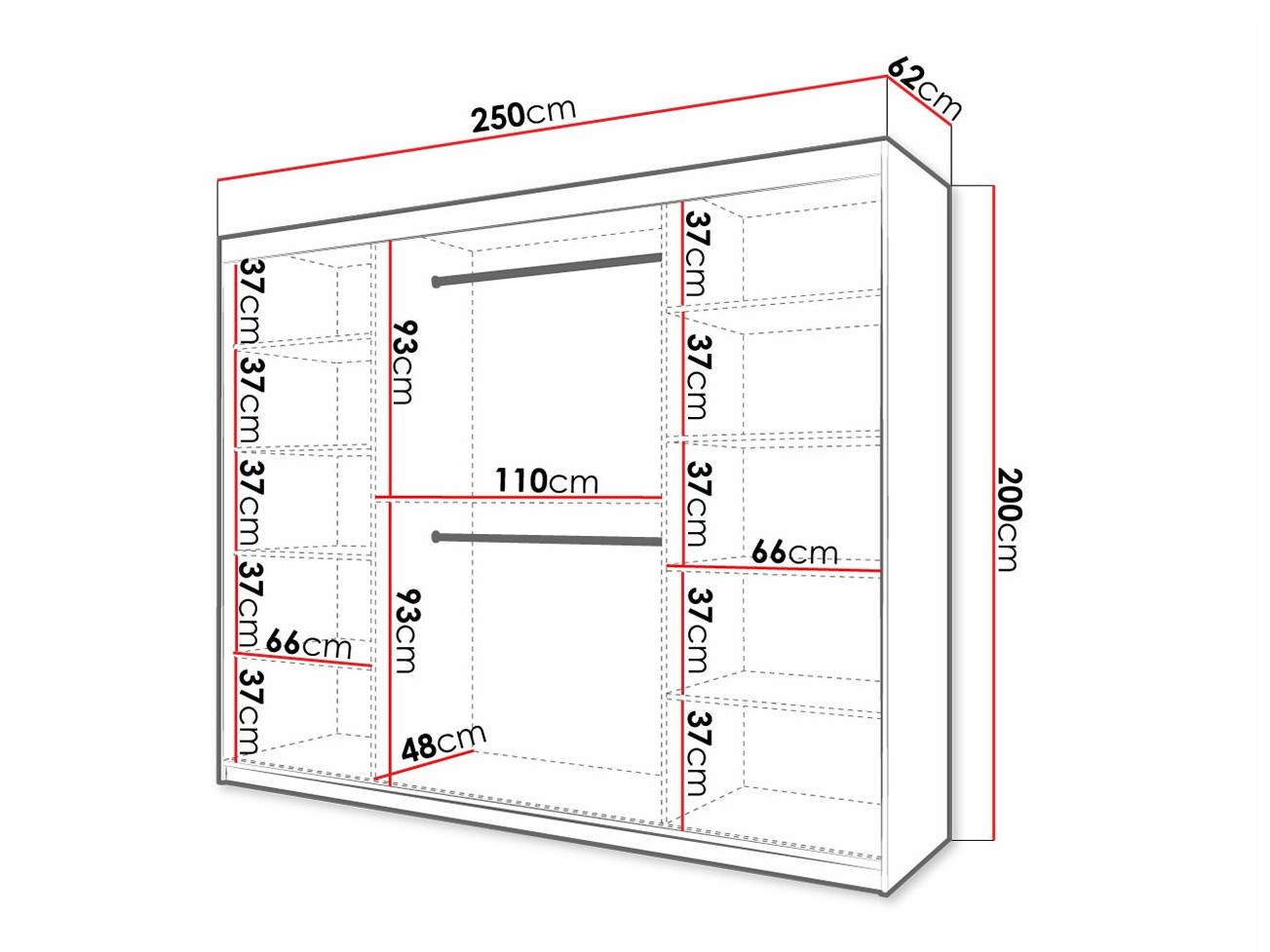 Kledingkast Hartford 336 (Zwart)