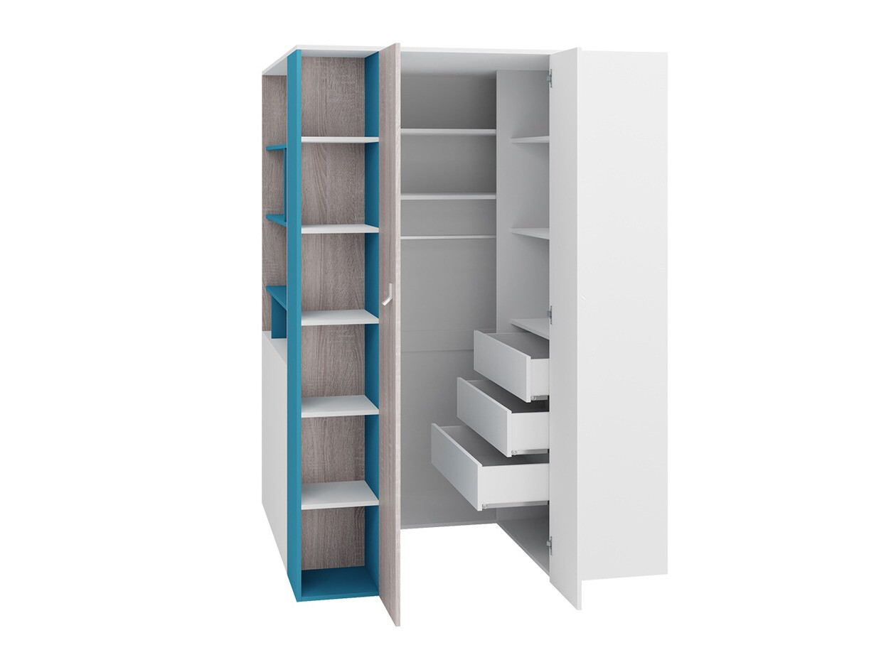 De reeks van de kinderkamer Camteso 115 (Wit + Eiken + Turquoise)