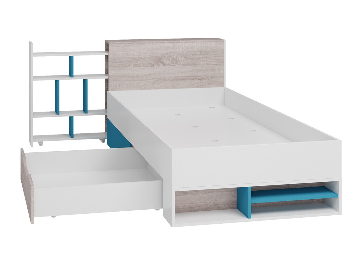 De reeks van de kinderkamer Camteso 115 (Wit + Eiken + Turquoise)