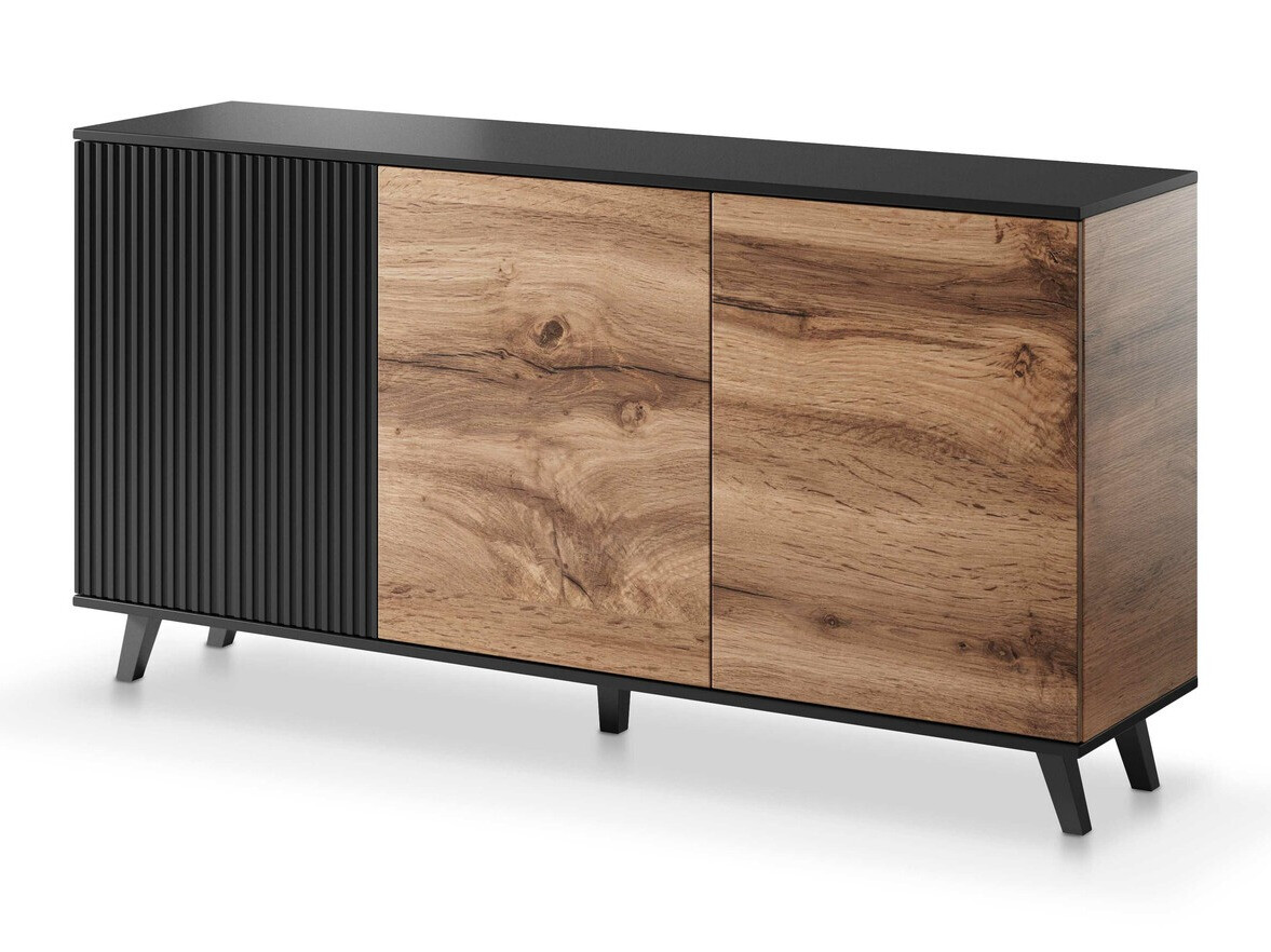 Dressoir Luelia 120 (Zwart + Wotan eik)