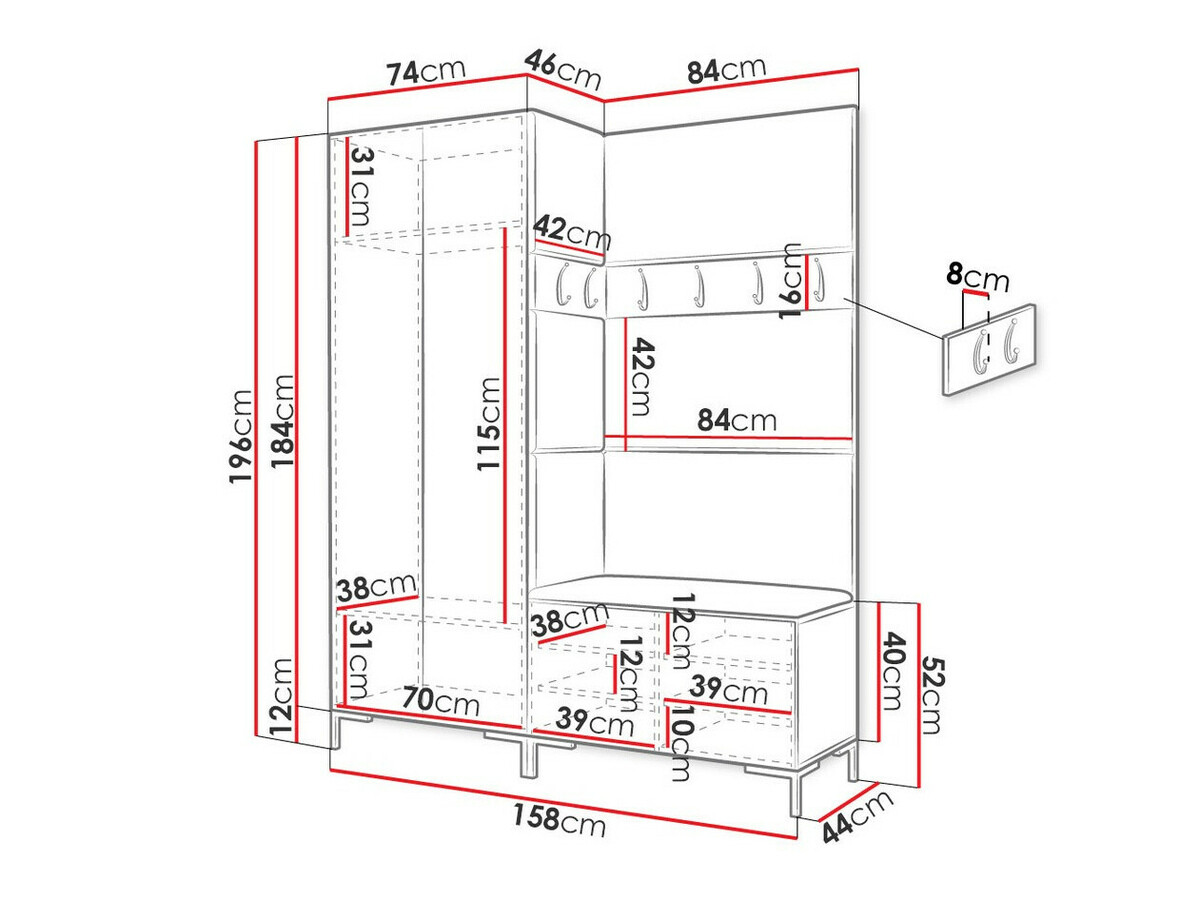 Gangmeubelset Tivsoa 100 (Craft eiken)