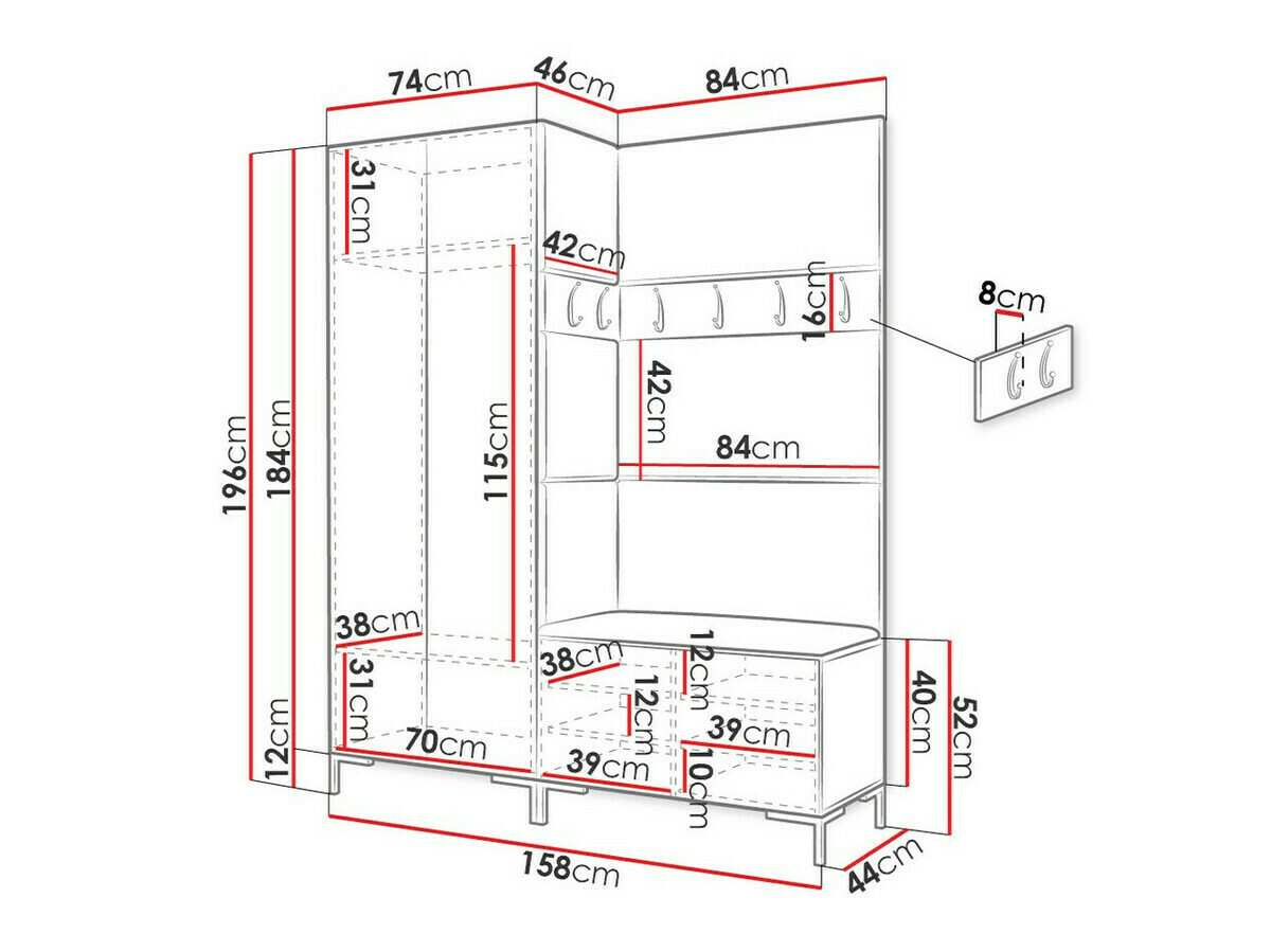Gangmeubelset Tivsoa 107 (Craft eiken)