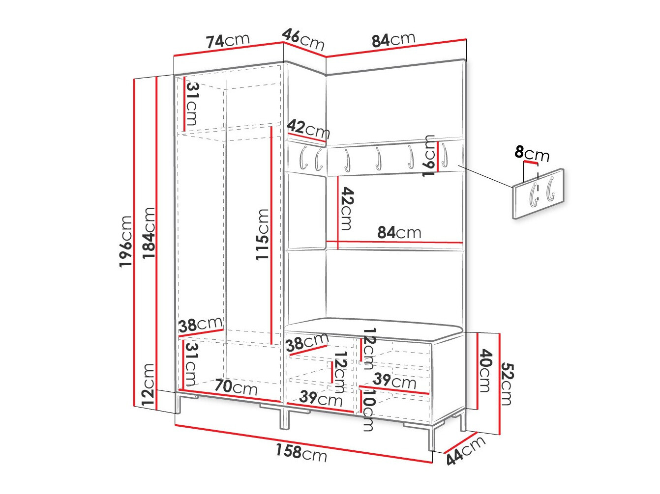 Gangmeubelset Tivsoa 107 (Zwart)