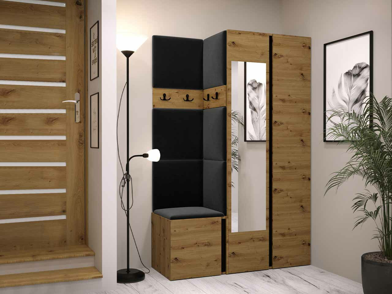 Gangmeubelset Hartford 350 (Artisan eiken + Zwart)