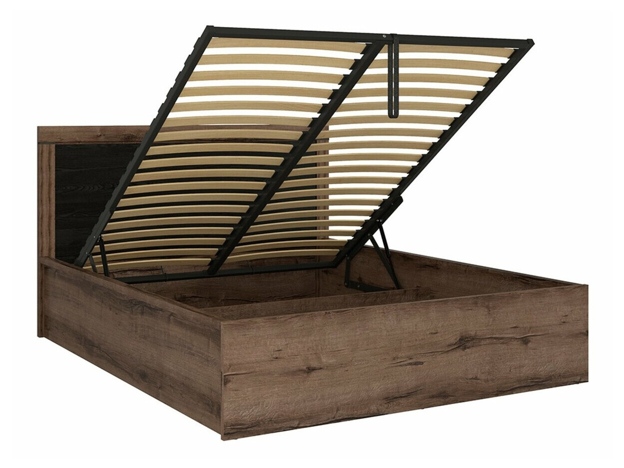 Bed Dunfelu 110 (Klooster eik + Zwart eik)