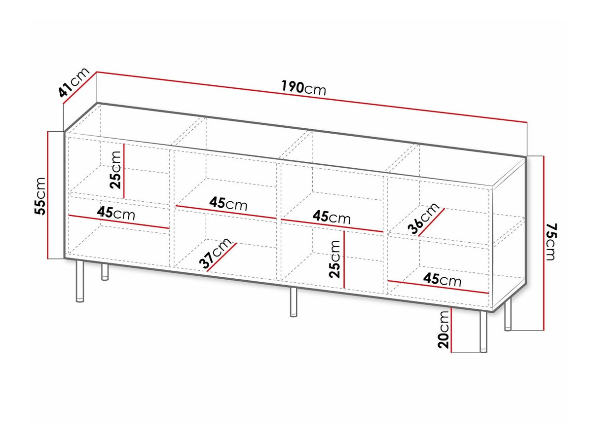 Dressoir Charlotte 170 (Zwart + Gouden)