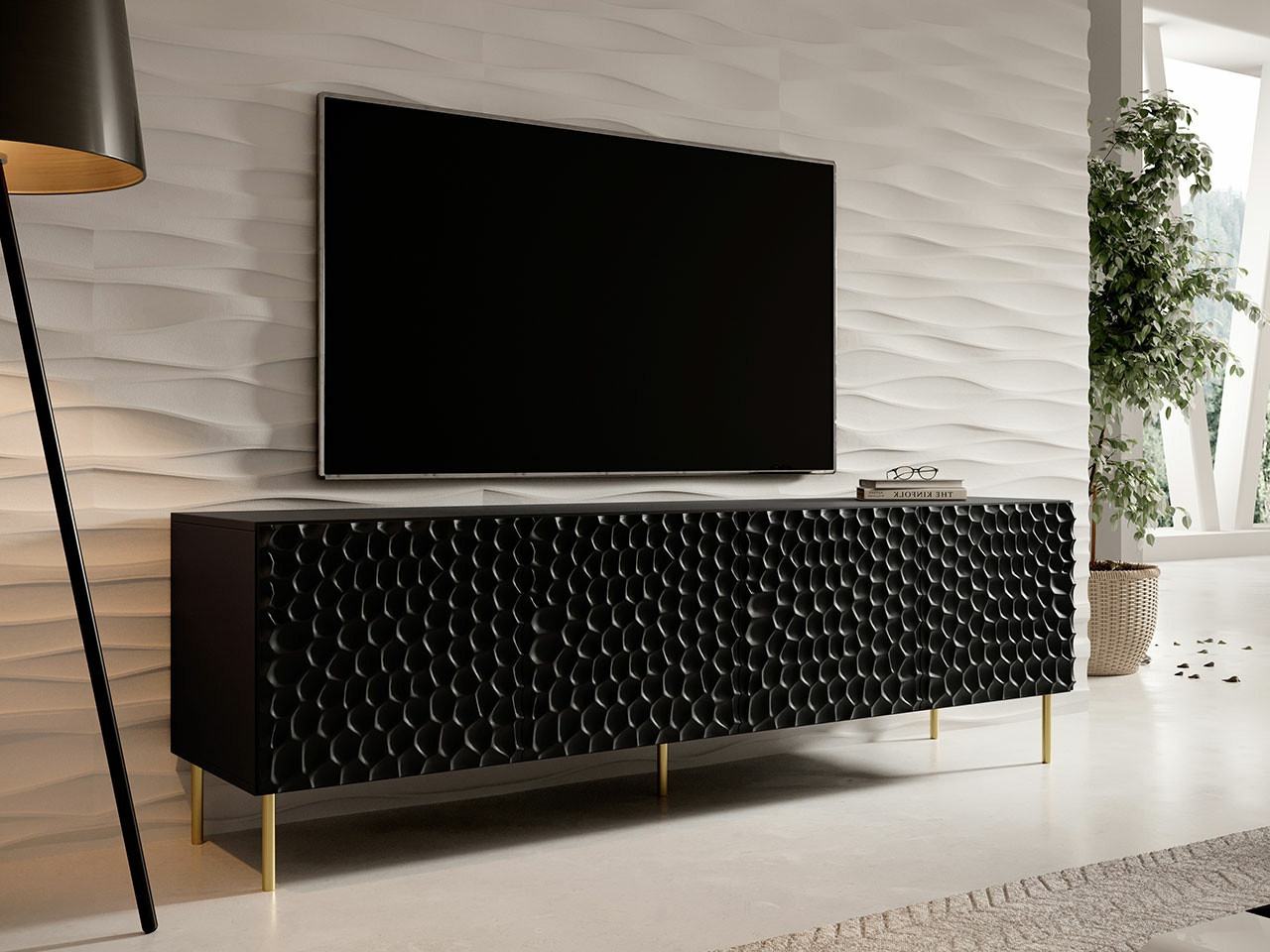 TV-meubel Charlotte 171 (Zwart + Gouden)